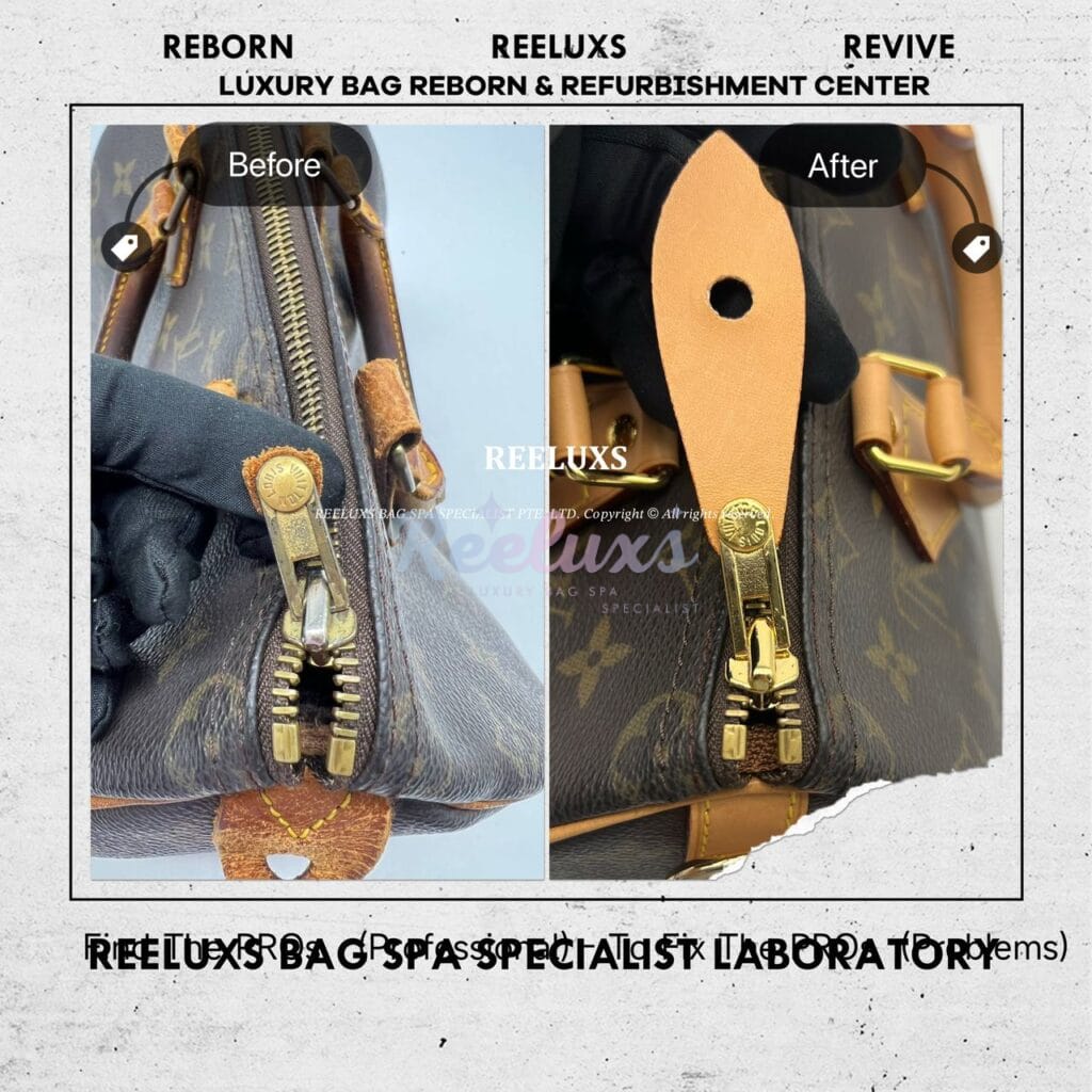 Speedy Monogram Canvas Handbag Entire Vachetta Fully Stain & Crack Customized Long Strap Refurbishment — frame 2