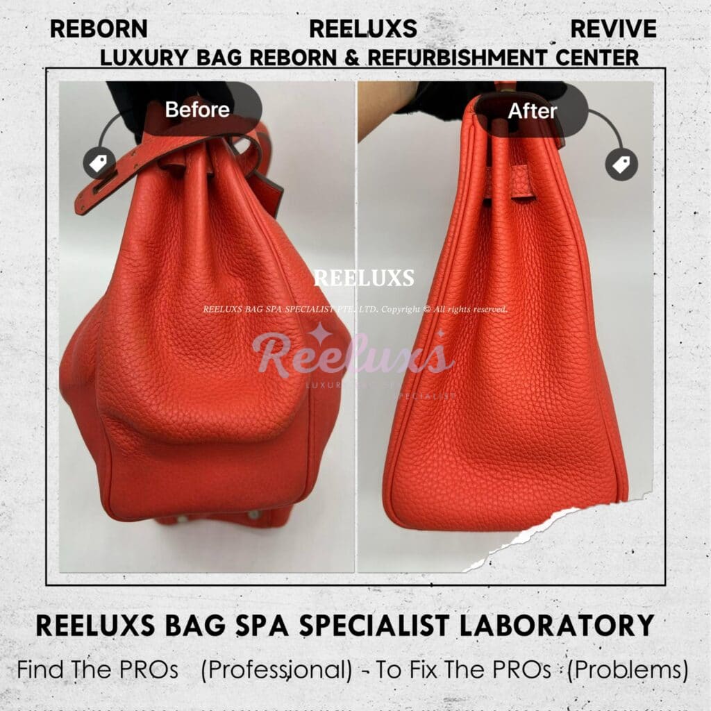 Kelly Two Way Orange Feu Swift Leather Bag Color Faded Chemical Damaged — frame 3