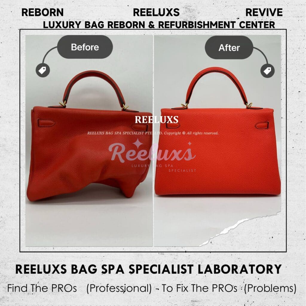 Kelly Two Way Orange Feu Swift Leather Bag Color Faded Chemical Damaged — frame 4