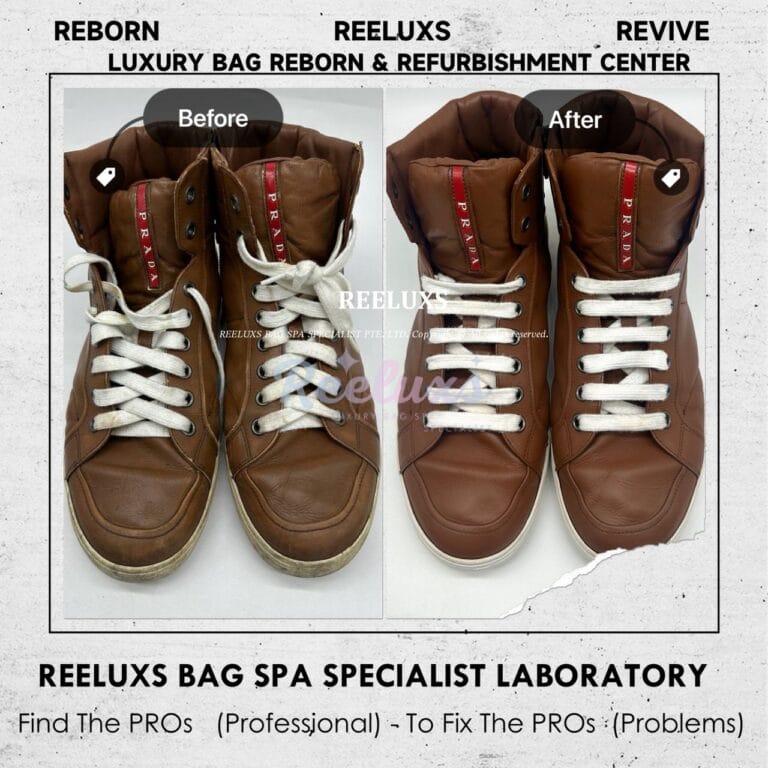 PRADA Shoes Color Faded Leather Peel Off Side Sole Damaged Refurbishment