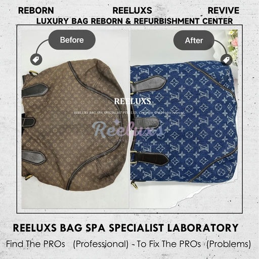 Blue Fabric Encre Monogram Idylle Handbag Entire Fabric Oxidation Metal Tarnish & Rusty Metal 24K Re-plating Refurbishment — frame 7