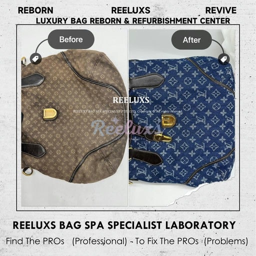 Blue Fabric Encre Monogram Idylle Handbag Entire Fabric Oxidation Metal Tarnish & Rusty Metal 24K Re-plating Refurbishment — frame 15