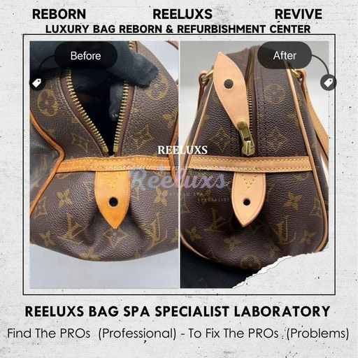 Montorgueil Shoulder Bag Zip Puller Lost Inner Trim Fabric Broken Vachetta Fully Stain & Damaged Refurbishment — frame 7