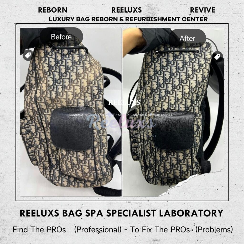 Saddle Backpack Leather Color Faded Oil Edge Melted & Fabric Color Faded — frame 4