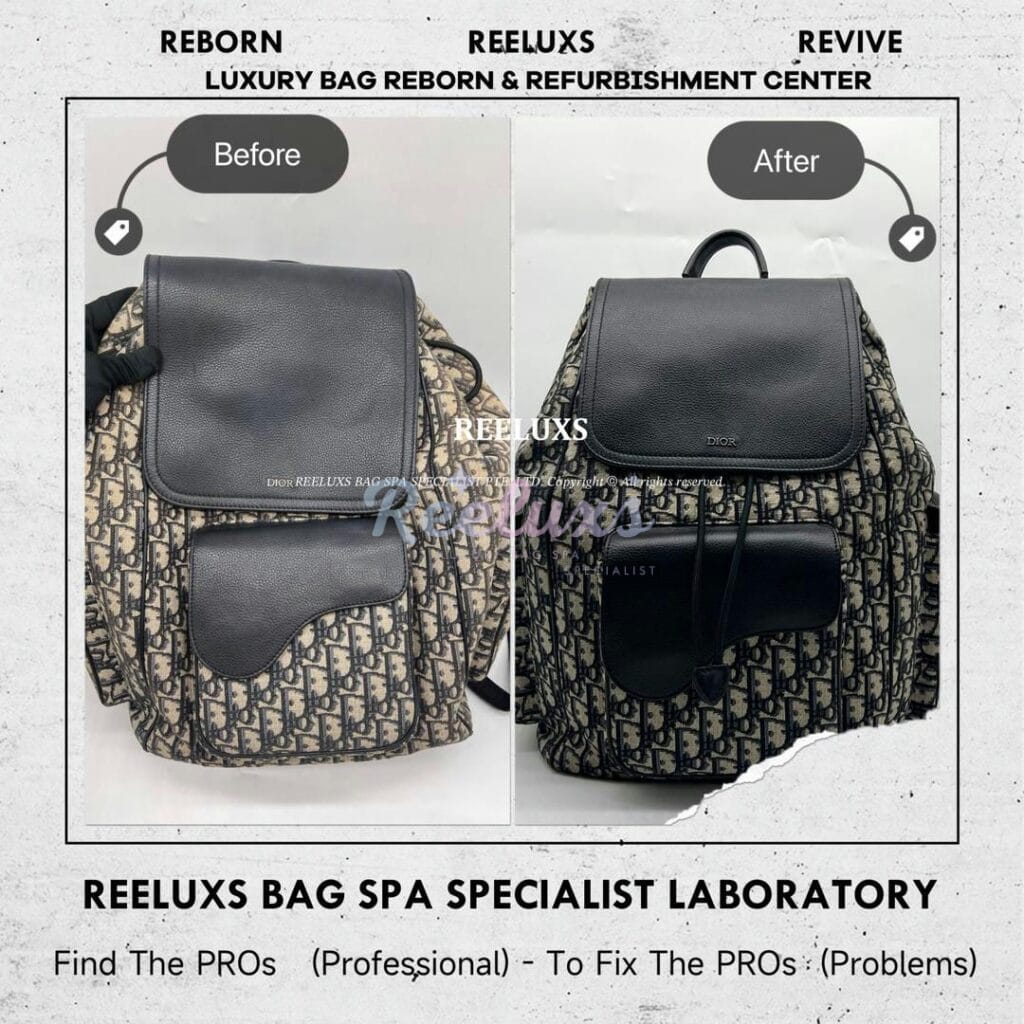 Saddle Backpack Leather Color Faded Oil Edge Melted & Fabric Color Faded — frame 1
