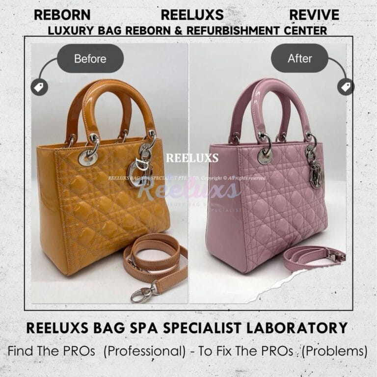 DIOR Lady Dior Patent Leather Handbag Patent Leather Color Damaged Oxidation Refurbishment