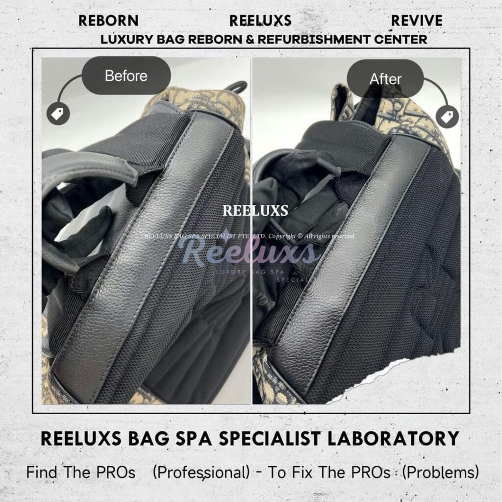 Saddle Backpack Leather Color Faded Oil Edge Melted & Fabric Color Faded — frame 5