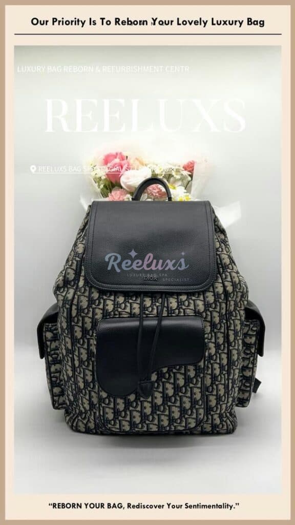 Saddle Backpack Leather Color Faded Oil Edge Melted & Fabric Color Faded — frame 10