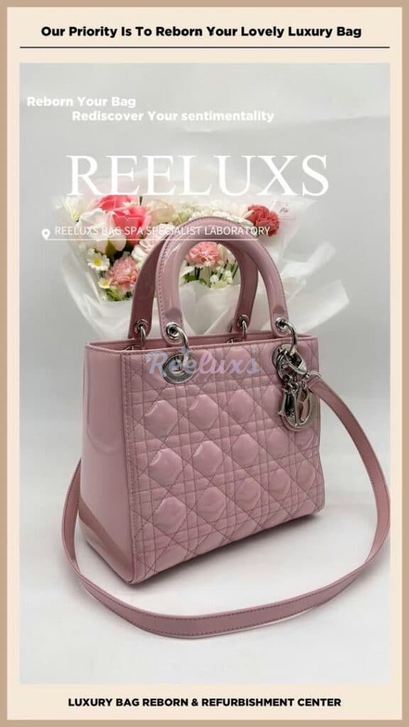 Lady Dior Patent Leather Handbag Patent Leather Color Damaged Oxidation Refurbishment — frame 2