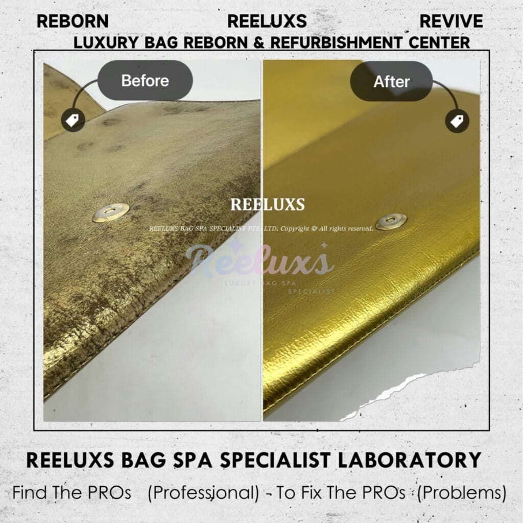 YSL Gold Color Clutch Mold Spot Problem Metallic Oxidation Restoration — frame 5