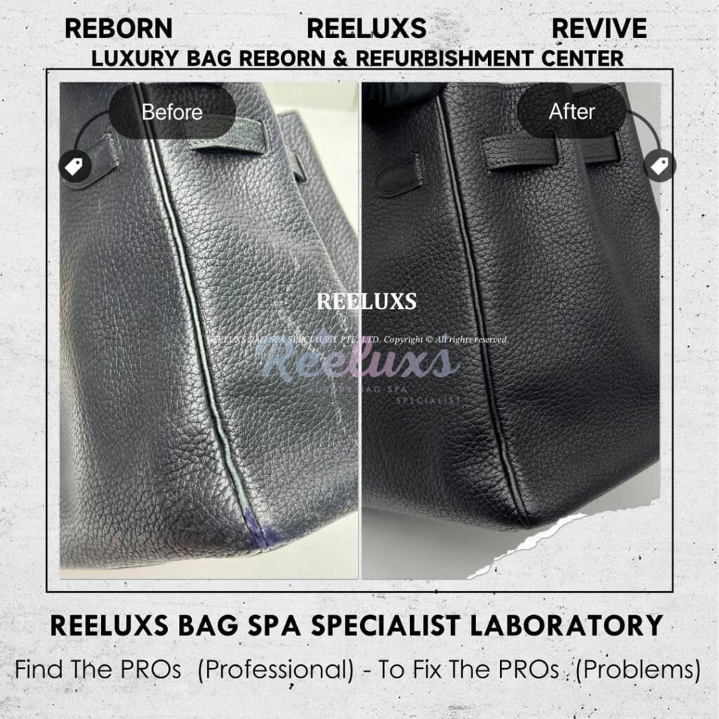 Birkin Handbag Color Faded Scratches & Corner Peel Off Restoration — frame 6