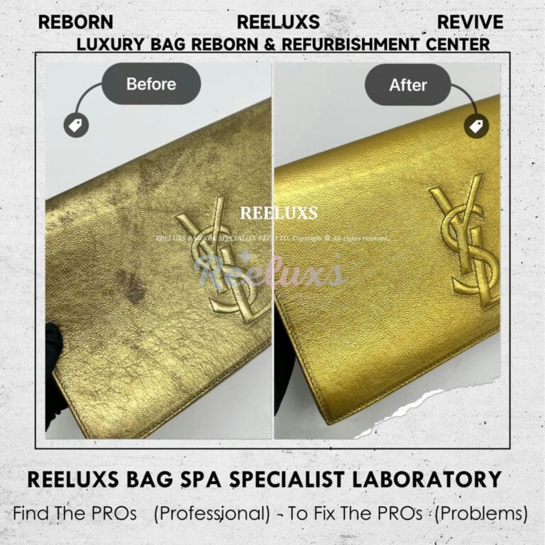 YSL Gold Color Clutch Mold Spot Problem  Metallic Oxidation Restoration
