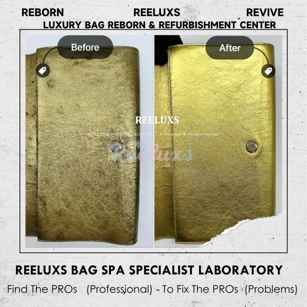 YSL Gold Color Clutch Mold Spot Problem Metallic Oxidation Restoration — frame 10