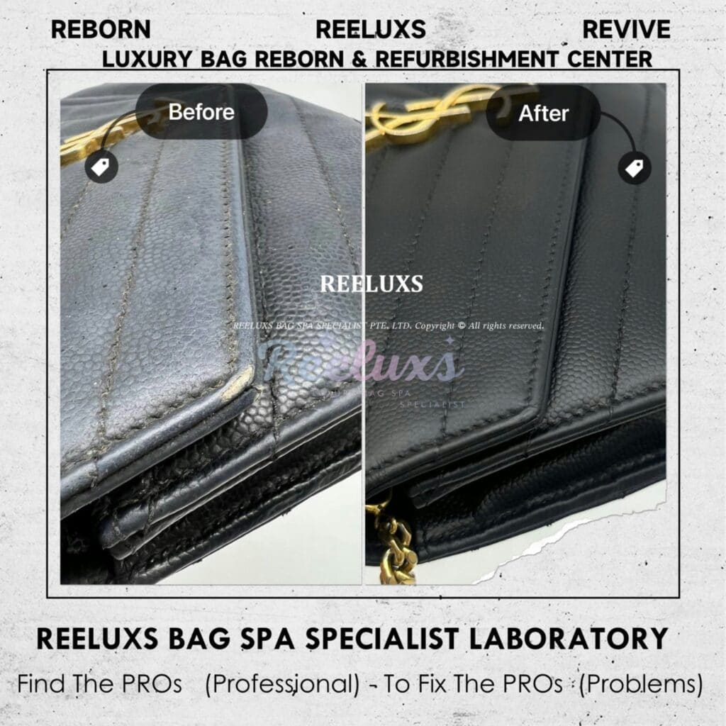 YSL Envelope Wallet On Chain Corner Broken Damaged White Color Faded Restoration — frame 8