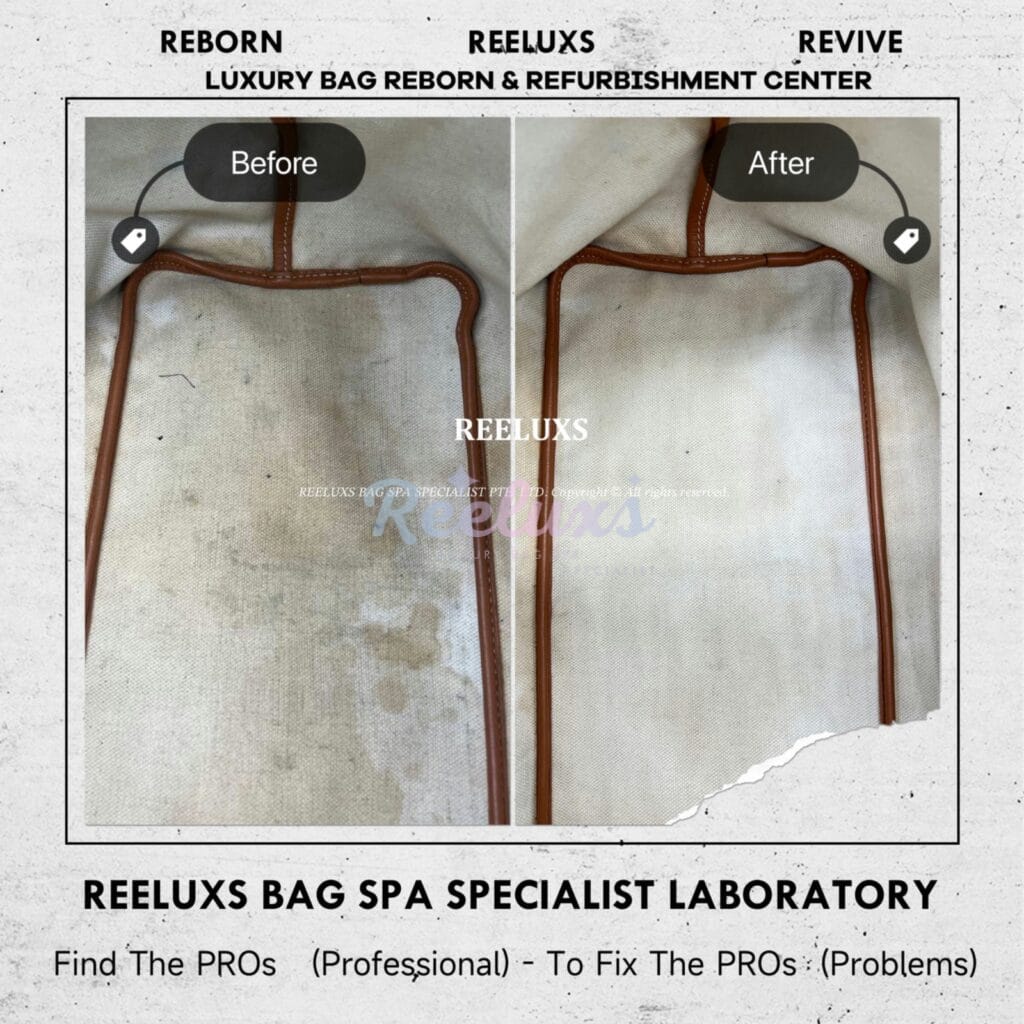 SAINT LOUIS Tote Bag Interior Coffee Stain Yellowish Problem Fabric Nano Spa Treatment — frame 3