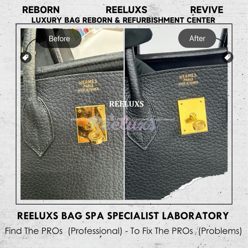 Birkin Handbag Color Faded Scratches & Corner Peel Off Restoration — frame 11