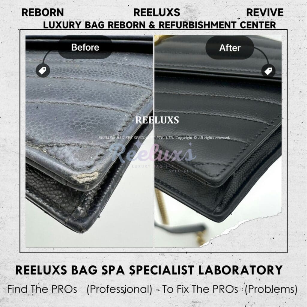 YSL Envelope Wallet On Chain Corner Broken Damaged White Color Faded Restoration — frame 10