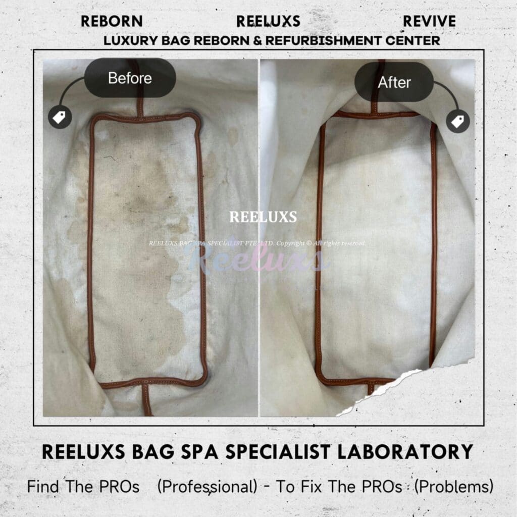 SAINT LOUIS Tote Bag Interior Coffee Stain Yellowish Problem Fabric Nano Spa Treatment — frame 1