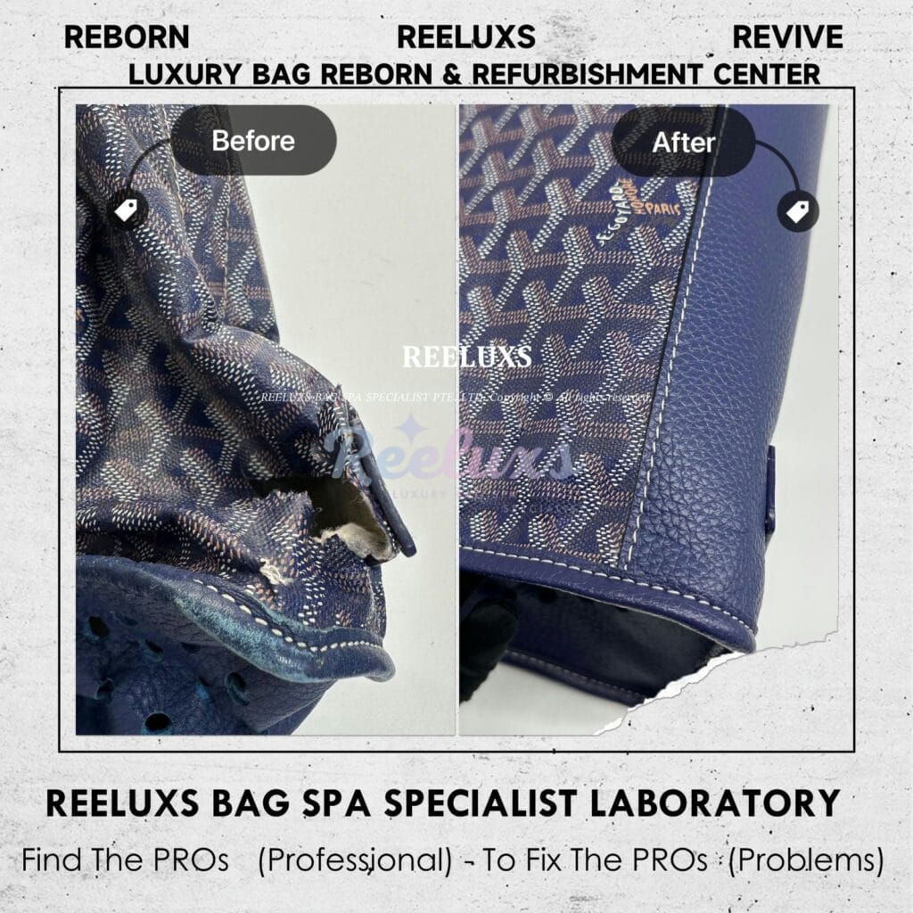 Saint Louis Tote Bag Inner Fabric Damage & Canvas Cracked & Broken Refrubishment — frame 10