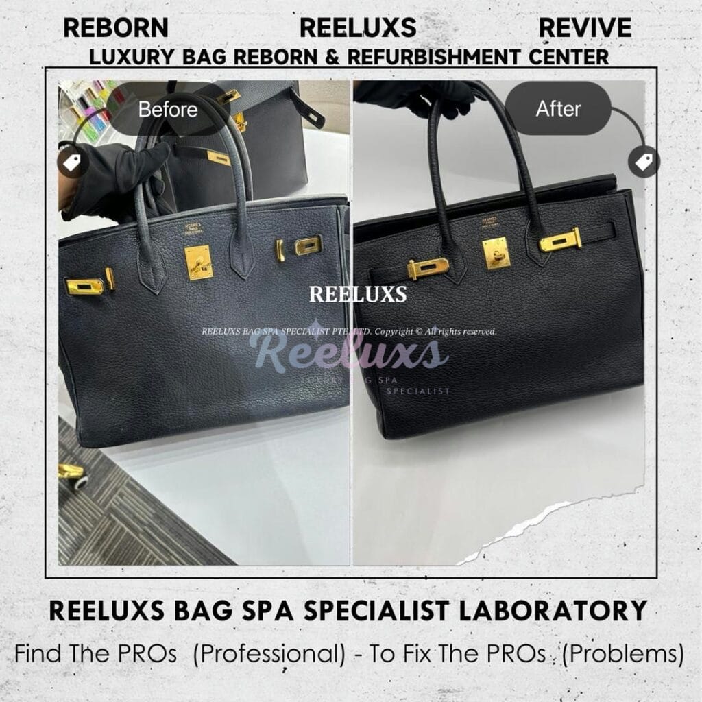 Birkin Handbag Color Faded Scratches & Corner Peel Off Restoration — frame 1