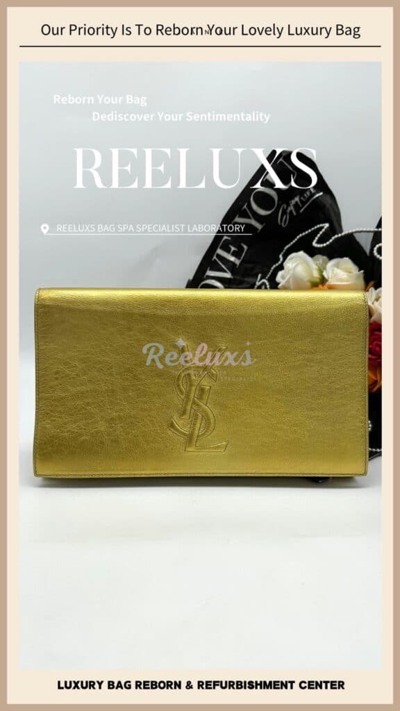 YSL Gold Color Clutch Mold Spot Problem Metallic Oxidation Restoration — frame 2