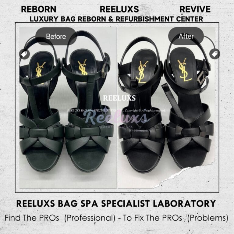 YSL Tribute Color Faded Leather Scratches Back Heel Damaged Repair Restoration