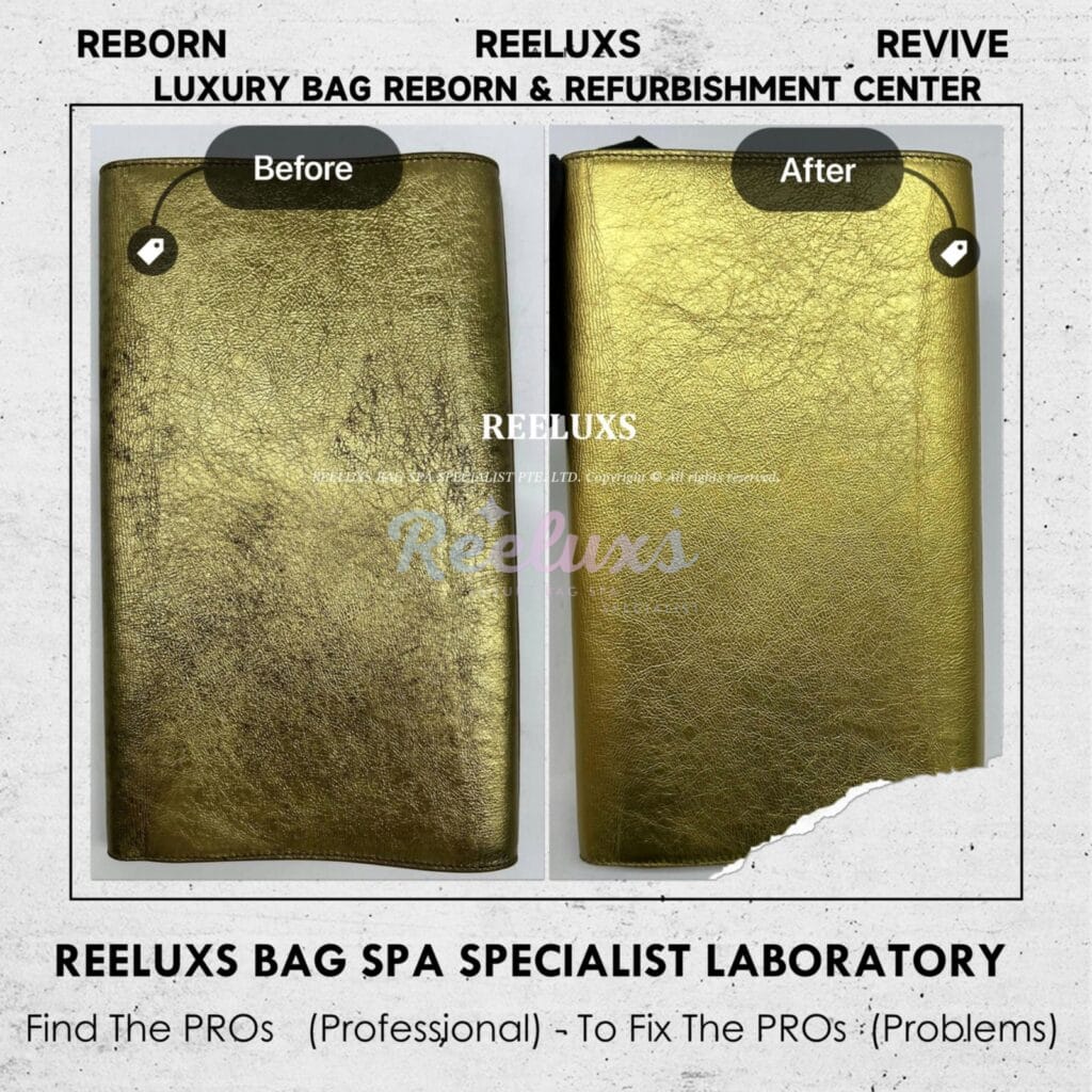 YSL Gold Color Clutch Mold Spot Problem Metallic Oxidation Restoration — frame 4