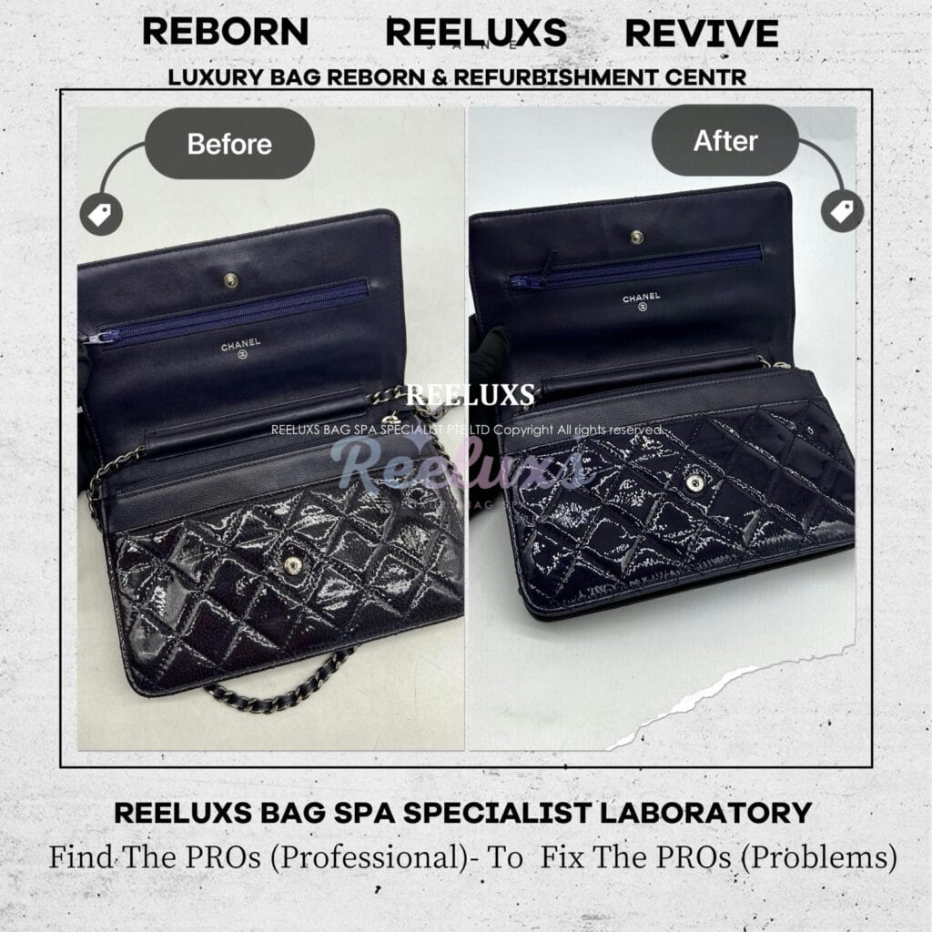 Patent Leather Wallet On Chain Patent Color Oxidation Restoration — frame 5