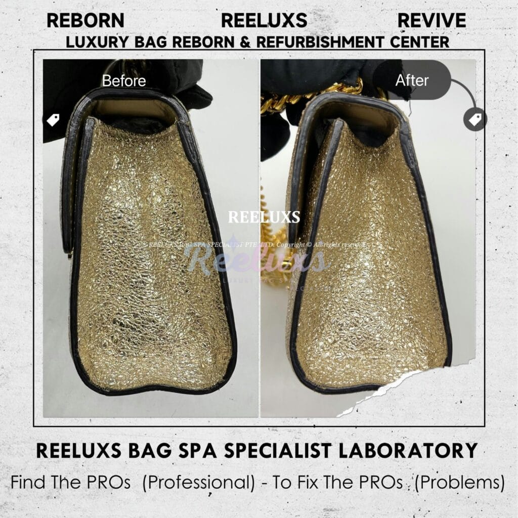 Padlock Bag Metallic Faded Mold Damage & Gold Hardware Oxidation Refurbishment — frame 10