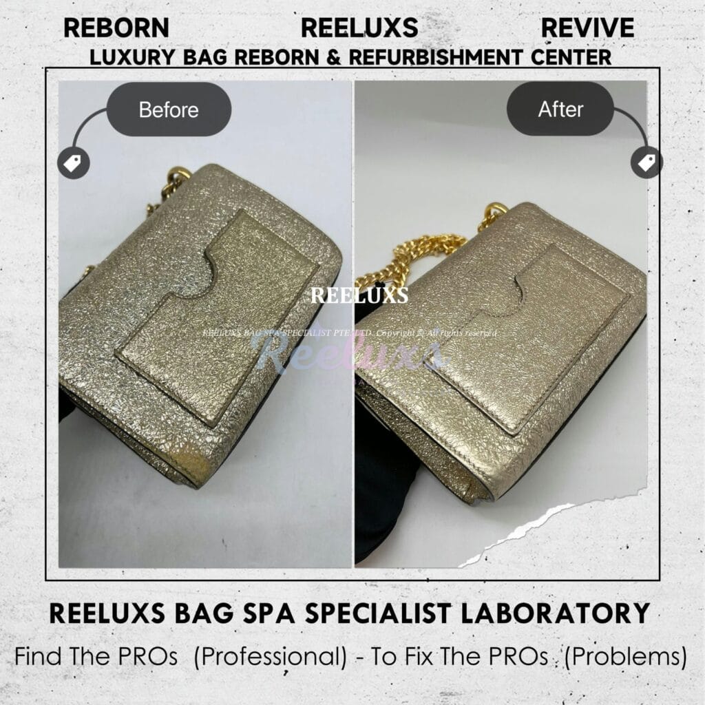Padlock Bag Metallic Faded Mold Damage & Gold Hardware Oxidation Refurbishment — frame 3