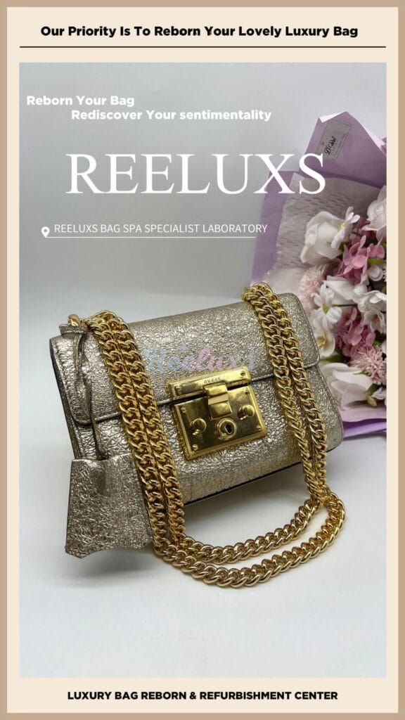 Padlock Bag Metallic Faded Mold Damage & Gold Hardware Oxidation Refurbishment — frame 4