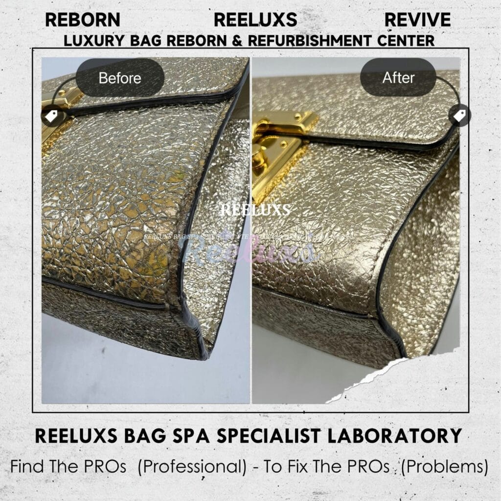 Padlock Bag Metallic Faded Mold Damage & Gold Hardware Oxidation Refurbishment — frame 9