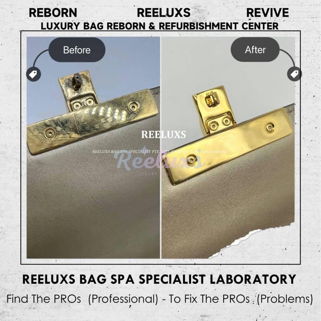 Padlock Bag Metallic Faded Mold Damage & Gold Hardware Oxidation Refurbishment — frame 2