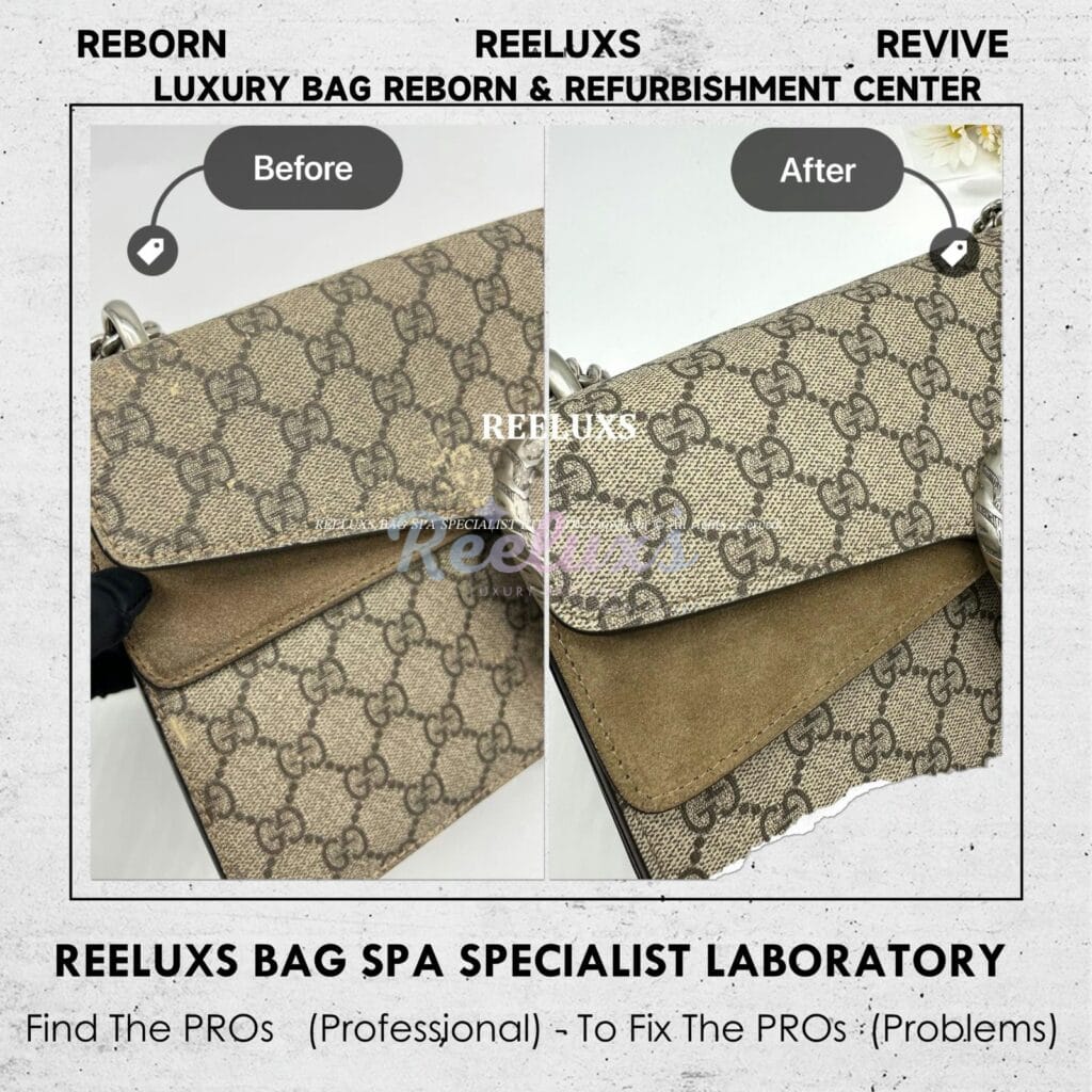 Dionysus GG Supreme Shoulder Bag Canvas Peel Off & Sticky Oxidation Refurbishment — frame 3