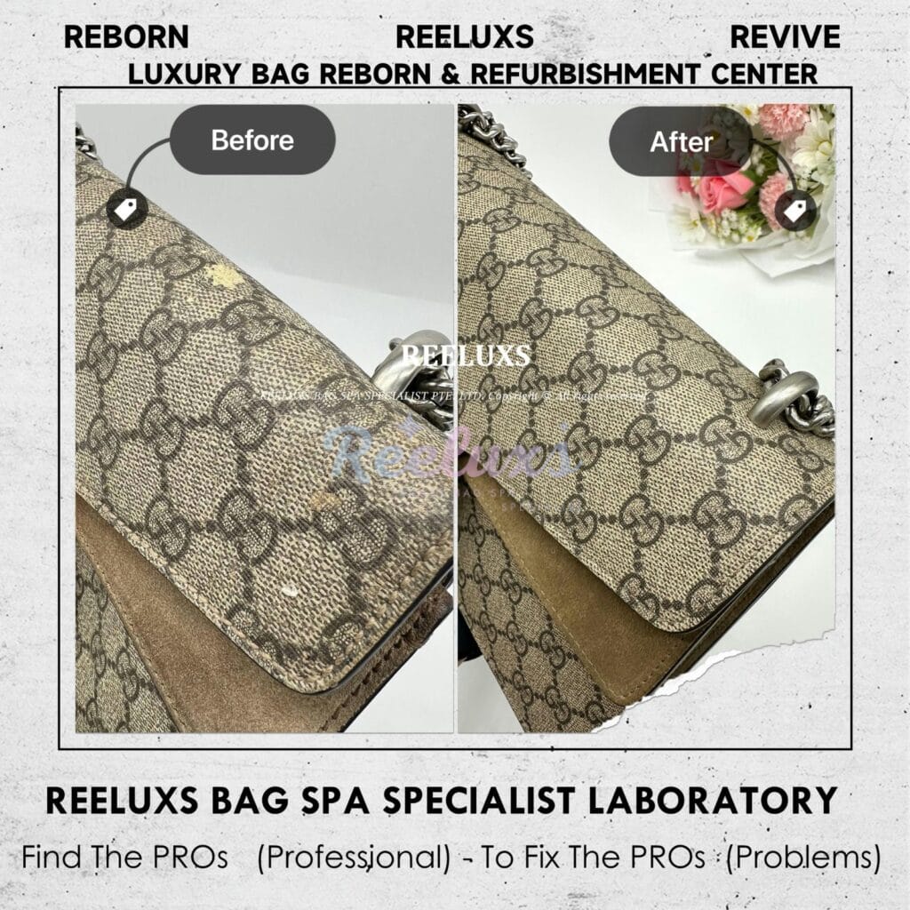 Dionysus GG Supreme Shoulder Bag Canvas Peel Off & Sticky Oxidation Refurbishment — frame 12