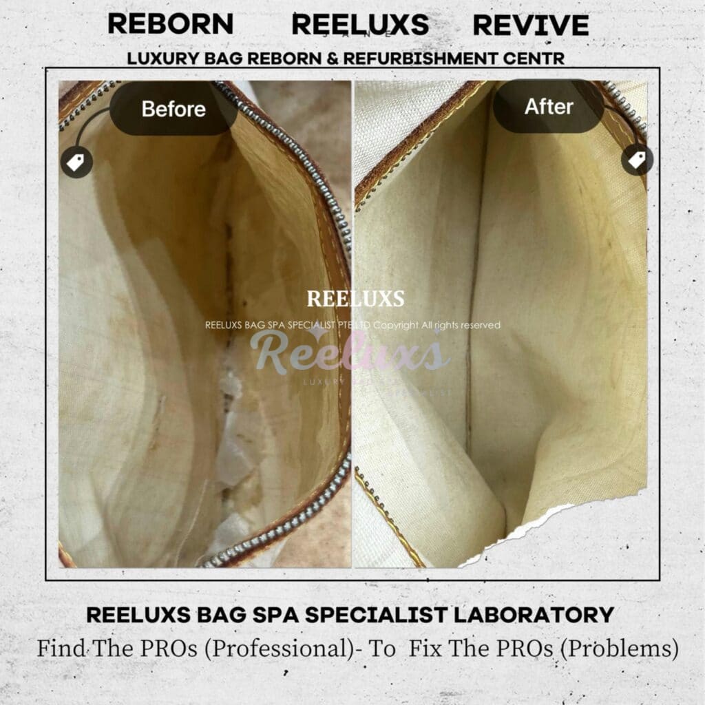 Neverfull Damier Azur Inner Heavy Yellowish Mold Stain Problem Nano Treatment Vachetta Broken Oxidation Refurbishment — frame 2