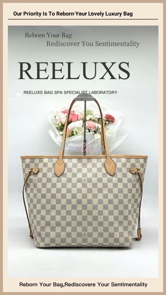 Neverfull Damier Azur Inner Heavy Yellowish Mold Stain Problem Nano Treatment Vachetta Broken Oxidation Refurbishment — frame 8