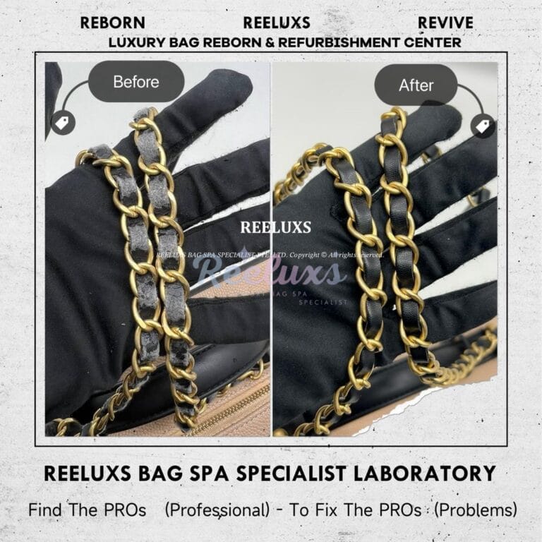CHANEL CC Vanity Case Chain Leather & Zip Puller Leather Peel Off Oxidation Refurbishment