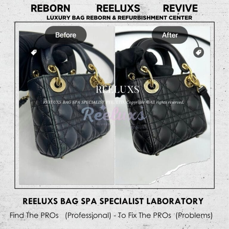 DIOR Lady Mini Handbag Leather Faded Scratches & Leather Peel Off Restoration