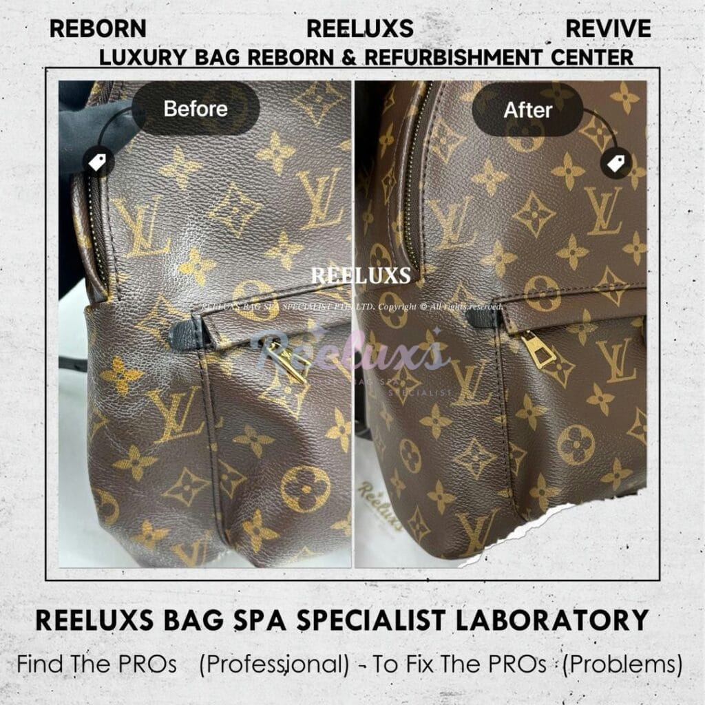 Palm Springs Backpack Canvas Coating Peel Off Oxidation Refurbishment — frame 6