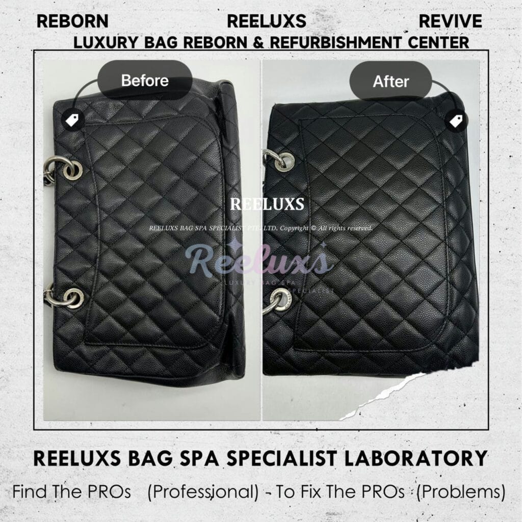 GST Black Leather Caviar Color Faded Corner Peel Off Damaged & Leather Run Of The Shape Structure Re-shape Refurbishment — frame 3