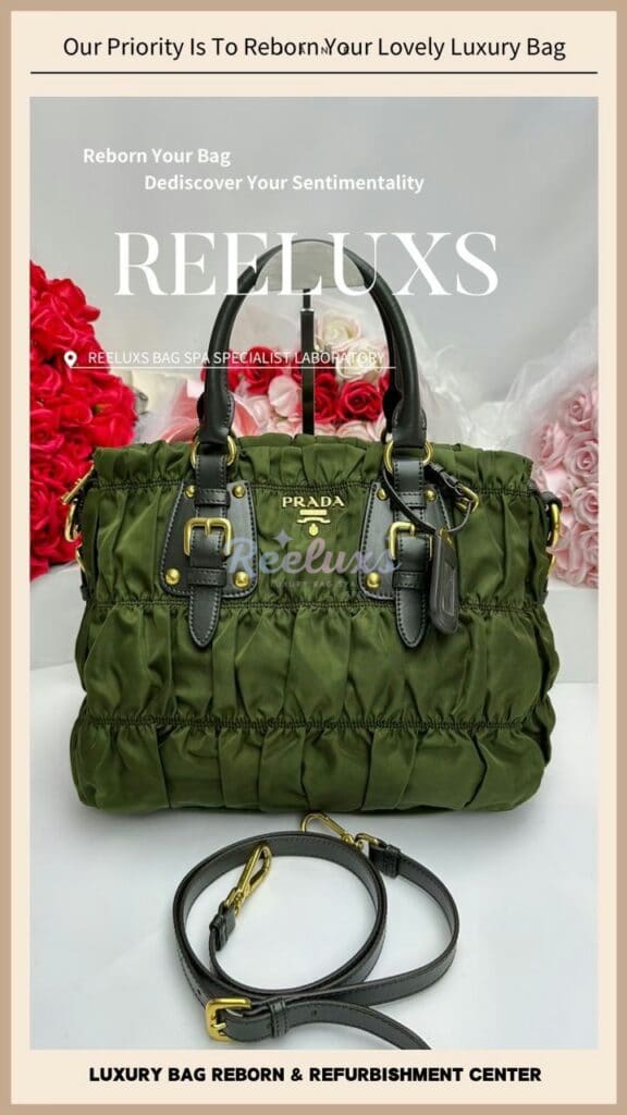 Tessuto Gaufre Nylon Handbag Leather Cracked & Peel Off Faded Refurbishment — frame 2