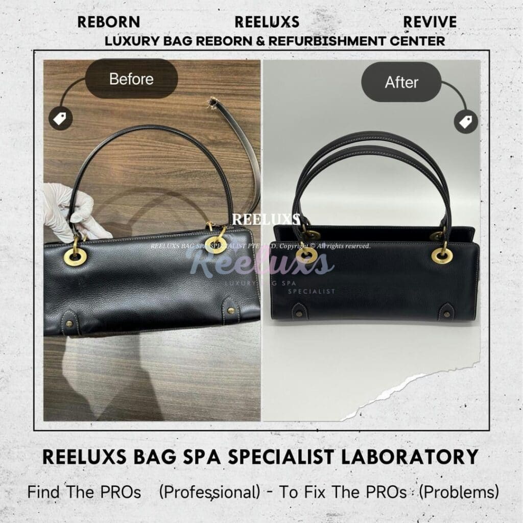 CHRISTIAN DIOR Black Calfskin Lady Dior East West Shopper Handbag Handle Leather Cracked & Broken Replacement — frame 5
