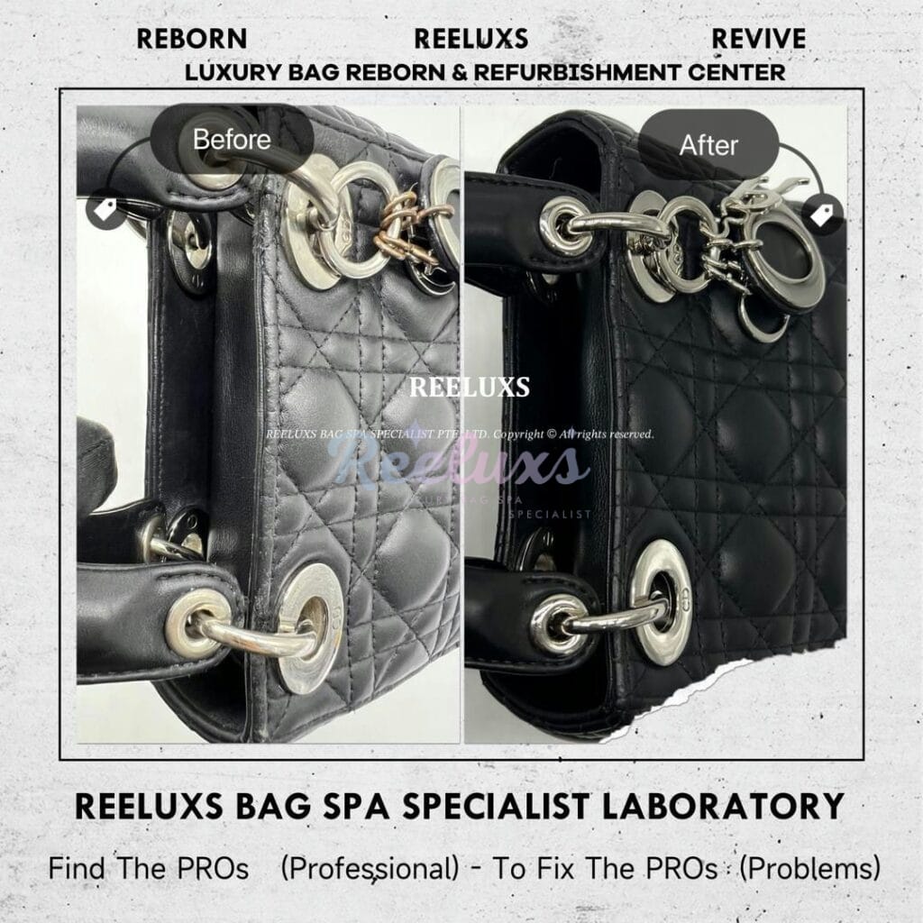 Handbag Color Faded Leather Peel Off Restoration Metal Rusty Platinium White Gold Re-plating Refurbishment — frame 7