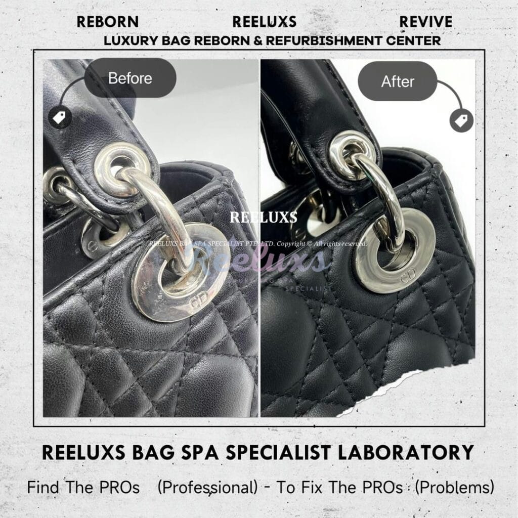 Handbag Color Faded Leather Peel Off Restoration Metal Rusty Platinium White Gold Re-plating Refurbishment — frame 6