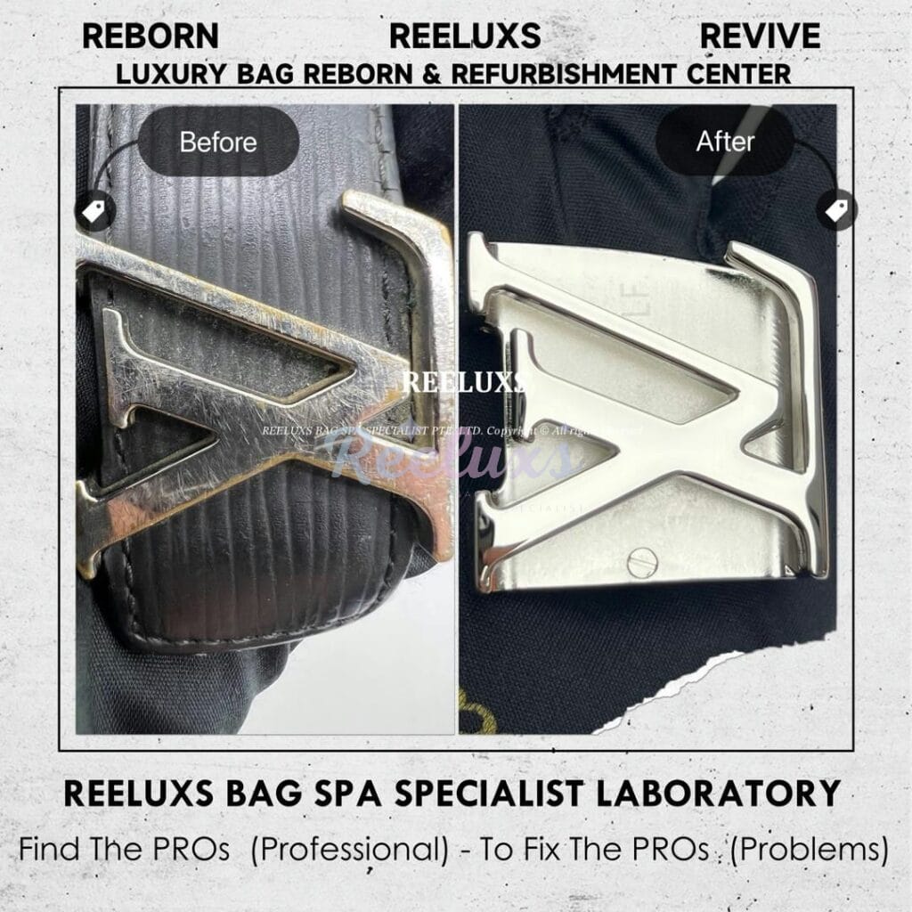 Belt Buckle Heavy Scratches & Oxidation White Gold Platinium Refurbishment — frame 6