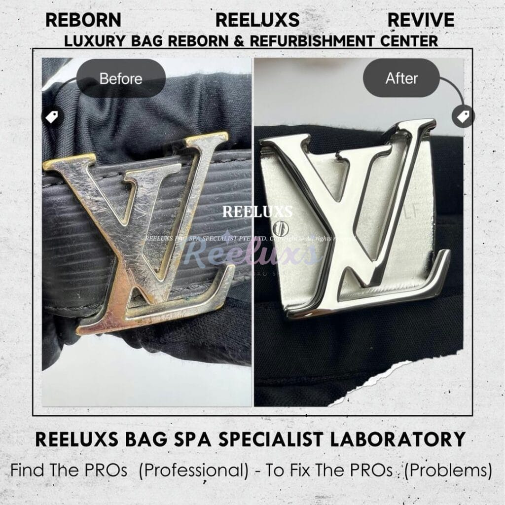 Belt Buckle Heavy Scratches & Oxidation White Gold Platinium Refurbishment — frame 4