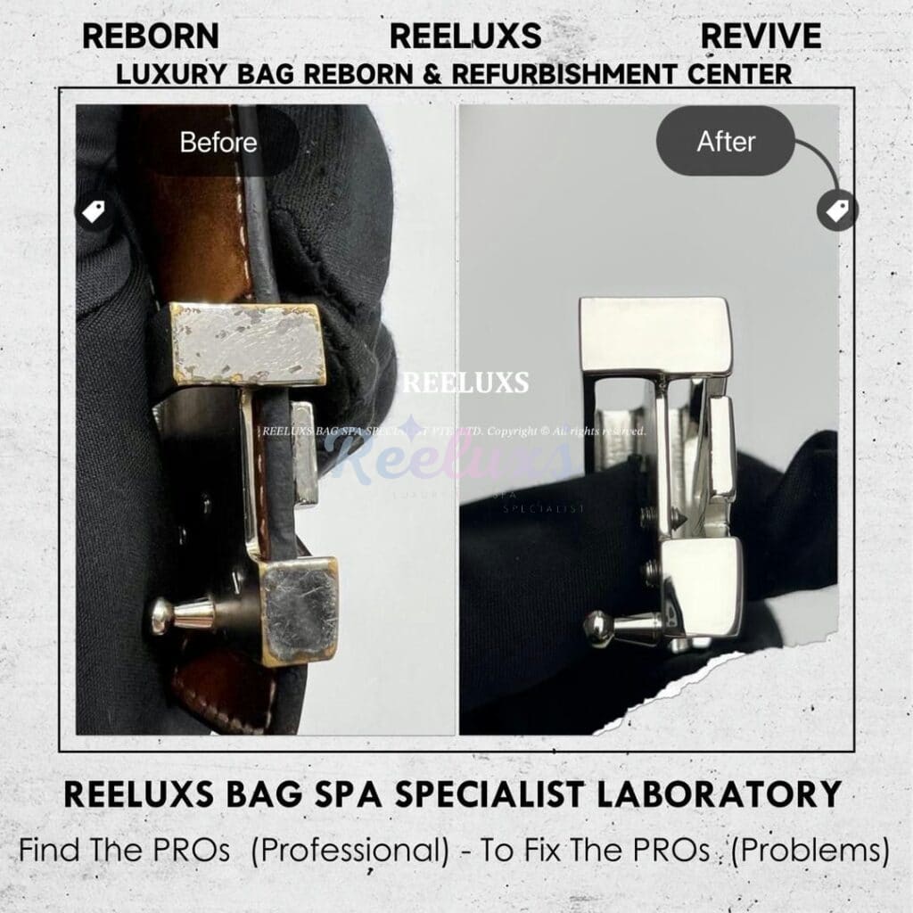 Belt Buckle Heavy Scratches & Oxidation White Gold Platinium Refurbishment — frame 2