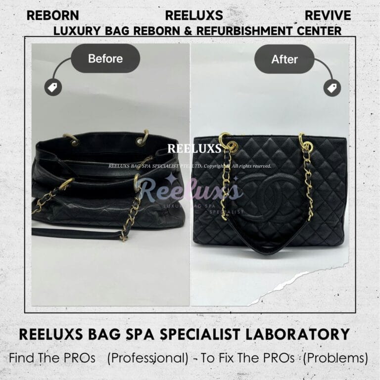 CHANEL GST Black Caviar Leather Color Faded Corner Peel Off Damaged & Leather Run Of The Shape Structure Re-shape Refurbishment