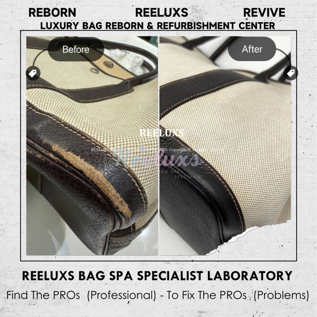 Garden Party Handbag Fabric Yellowish Nano Fabric Treatment Leather Color Peel Off Damaged Restoration — frame 4